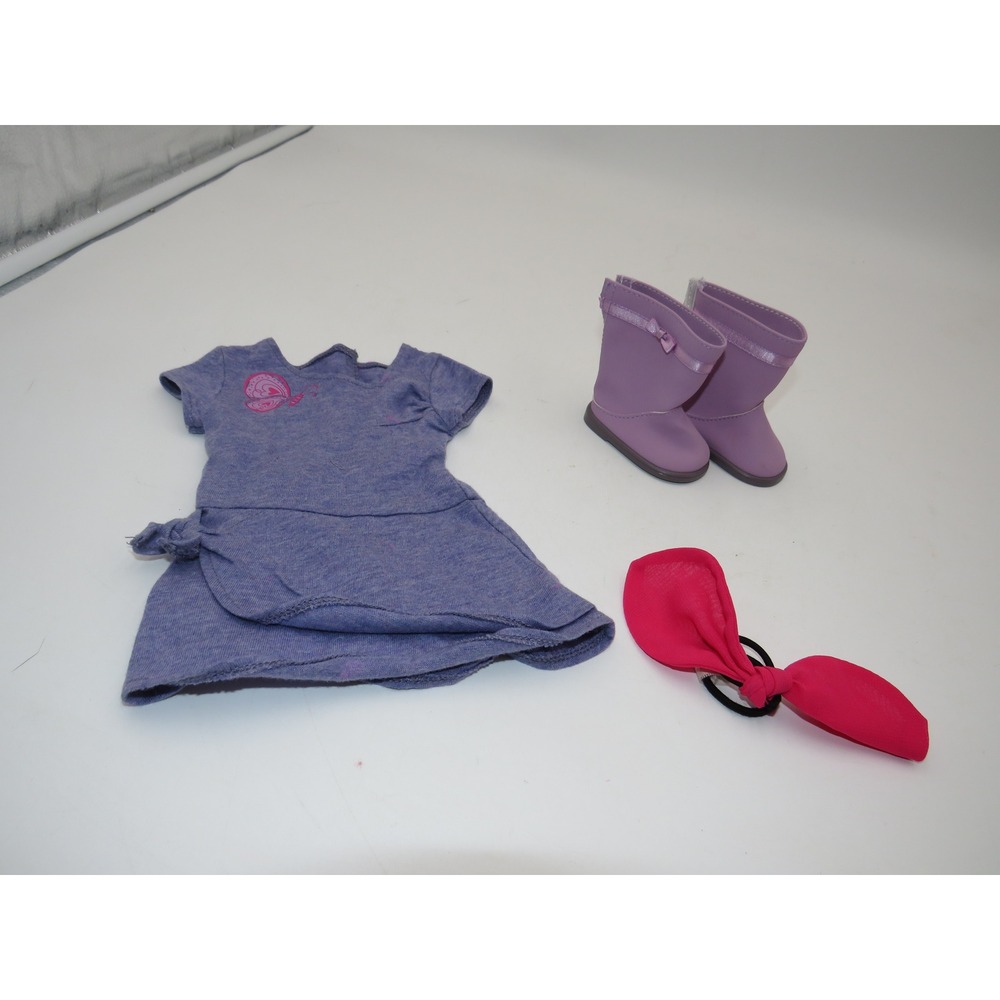 American Girl‎ Butterfly Dress Outfit Purple Knit Boots Hair Bow